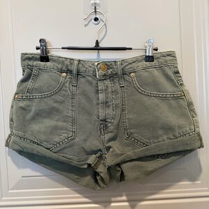 NWT We The Free Free People Beginners Luck Low Rise Shorts Green Size 25